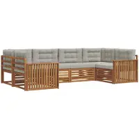vidaXL Buiten bank set 6 st Natuurlijk en Licht Grijs
