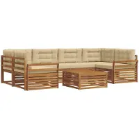 vidaXL Buiten bank set 7 st Natuurlijk en Beige