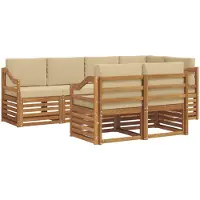 vidaXL Buiten bank set 7 st Natuurlijk en Beige Polyester