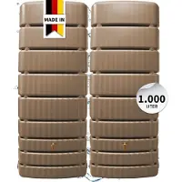 Graf regenton SLIM wandtank SET 1000 L taupe, 2 x SLIM 500 L incl. verbindingsstuk