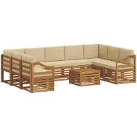 vidaXL Buiten bank set 10 st Natuurlijk en Beige