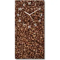 Tulup Wandklok - Koffiebonen Wandklok Glas Met Motief - 30x60 cm - Bruin Decoratieve Glazen Klok - Witte handen - Rechthoekige Klok - Gekleurde Glazen Klok - Glazen Klok Met Print