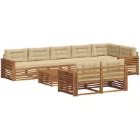 vidaXL Buiten bank set 9 st Natuurlijk en Beige