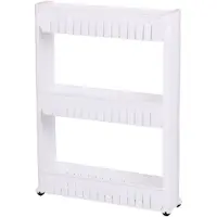 DOCHTMANN Keuken/badkamer trolley - 3 lagen - kunststof - wit - met wielen - L54 x B12 x H71 cm - Opberg trolley