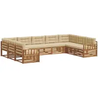 vidaXL Buiten bank set 9 st Natuurlijk en Beige Massief Acacia Hout