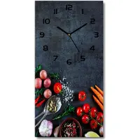 Tulup Wandklok - Ingrediënten Klok Glas Met Opdruk - 30x60 cm - Veelkleurig Moderne Wandklok Glas - Zwarte handen - Rechthoekige Klok - Decoratieve Glazen Klok - Glazen Wandklok Design