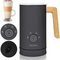 Zeegma Milkee Elektrische Melkopschuimer 240ml - 500W - 4 Opschuimstanden, Touchscreen, Anti-aanbaklaag, Voor Koffie en Melkdranken - Verwarmen en Opschuimen van Melk met Moderne Houten Afwerking