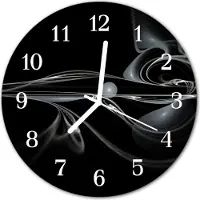 Tulup Wandklok - Abstractie Decoratieve Glazen Klok - 30fi cm - Zwart Glazen Wandklok Design - Witte Handen - Ronde Wandklok - Gekleurde Glazen Klok - Glazen Klok Met Print