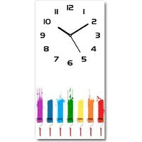 Tulup Wandklok - Verfrollers Wandklok Glas Decoratie - 30x60 cm - Veelkleurig Gekleurde Glazen Klok - Zwarte handen - Rechthoekige Klok - Klok Glas Met Opdruk - Moderne Wandklok Glas