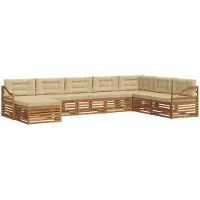 vidaXL Buiten bank set 8 st Natuurlijk en Beige Massief Acacia Hout