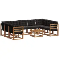vidaXL Buiten bank set 10 st Naturel en Zwart