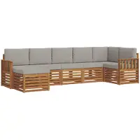 vidaXL Buiten bank set 7 st Natuurlijk en Licht Grijs