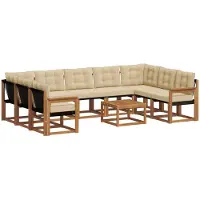 vidaXL Buiten bank set 10 st Natuurlijk en Beige