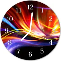 Tulup Wandklok - Abstracte kunst Wandklok Glas Decoratie - 30fi cm - Veelkleurig Gekleurde Glazen Klok - Witte Handen - Ronde Wandklok - Glazen Klok Met Print - Wandklok Glas Met Motief