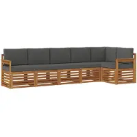 vidaXL Buiten bank set 6 st Natuurlijk en Antraciet Polyester