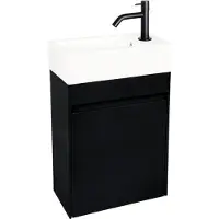 Differnz Hura L Cabinet - Badkamermeubel met Keramieken Wastafel - FSC-keurmerk - Kleur: Black met Accent Black - Sanitair Meubel voor de Badkamer - Stijlvol en Praktisch Ontwerp