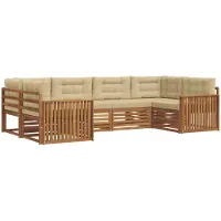vidaXL Buiten bank set 6 st Natuurlijk en Beige Massief Acacia Hout