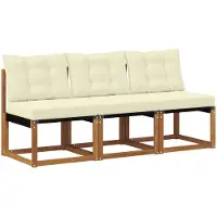 vidaXL 3 st Buiten Middelste sofa Massief acaciahout en Textilene-stof