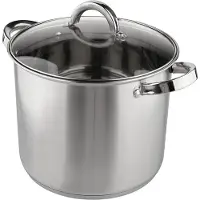 Selgros Fabio RVS Hoge Soeppan / Kookpan 24cm 8.5L Met Glazen Deksel 24 x 20 cm