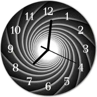 Tulup Wandklok - Vortex Glazen Klok Met Print - 30fi cm - Zwart Moderne Glazen Wandklok - Witte Handen - Ronde Wandklok - Wandklok Glas Decoratie - Gekleurde Glazen Klok