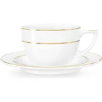Wilmax England Cappuccinokop 170 ml Wit Goudrand Porselein Set van 2