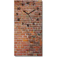 Tulup Wandklok - Bakstenen muur Gekleurde Glazen Klok - 30x60 cm - Oranje Glazen Klok Met Print - Zwarte handen - Rechthoekige Klok - Moderne Wandklok Glas - Wandklok Glas Decoratie
