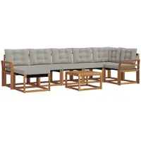 vidaXL Buiten bank set 8 st Naturel en lichtgrijs
