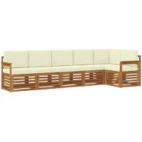 vidaXL Buiten bank set 6 st Natuurlijk en Crème Polyester