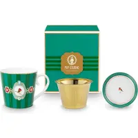 Pip studio Theeset Home Tea For One Love Birds Medallion Stripes Emerald-Green
