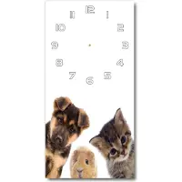 Tulup Wandklok - Huisdieren Wandklok Glas Decoratie - 30x60 cm - Bruin Gekleurde Glazen Klok - Witte handen - Rechthoekige Klok - Klok Glas Met Opdruk - Moderne Wandklok Glas