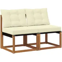 vidaXL 2 st Buiten Middelste sofa Massief acaciahout en Textilene-stof