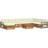 vidaXL Buiten bank set 9 st Natuurlijk en Crème Massief Acacia Hout