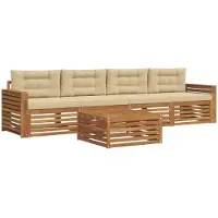 vidaXL Buiten bank set 5 st Natuurlijk en Beige