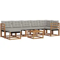 vidaXL Buiten bank set 8 st Naturel en lichtgrijs