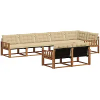 vidaXL Buiten bank set 8 st Natuurlijk en Beige
