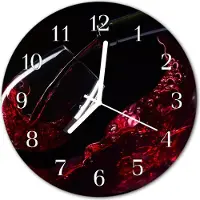 Tulup Wandklok - Wijn Decoratieve Glazen Klok - 30fi cm - Rood Glazen Wandklok Design - Witte Handen - Ronde Wandklok - Gekleurde Glazen Klok - Glazen Klok Met Print