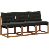 vidaXL 3 st Buiten Middelste sofa Massief acaciahout en Textilene-stof