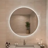 LOMAZOO Badkamerspiegel met LED verlichting - Badkamer Spiegel - Spiegel Badkamer - Spiegel Douche - Verwarming Anti Condens - 100 cm rond [AUSTIN]