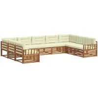 vidaXL Buiten bank set 9 st Natuurlijk en Crème Massief Acacia Hout