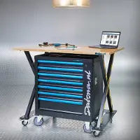 Datona Industriële werktafel 120 cm en gereedschapswagen
