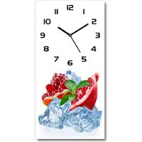 Tulup Wandklok - IJsgranaat Klok Glas Met Opdruk - 30x60 cm - Rood Moderne Wandklok Glas - Zwarte handen - Rechthoekige Klok - Decoratieve Glazen Klok - Glazen Wandklok Design
