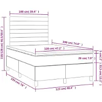 vidaXL Boxspring met matras en LED stof lichtgrijs 120x190 cm