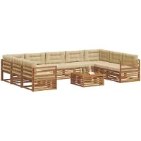 vidaXL Buiten bank set 10 st Natuurlijk en Beige Massief Acacia Hout