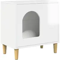 vidaXL Kattenhuis Hoogglans Wit 51 x 30 x 52 cm Bewerkt hout