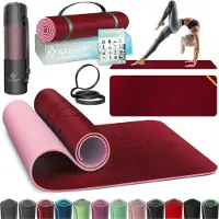 Kesser Yoga Mat Extra Dik 183x61cm - Turnmat TPE Fitnessmat Gewatteerd & Antislip Yogamat Trainingsmat voor Fitness Pilates & Gymnastiek - Bordeaux