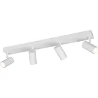 REALITY IMPORT Spot Taryn, wit mat, lengte 62 cm, 4-lamps, mini-GU10 dimbaar, wit / opaal, Woon-/ Eetkamer, metaal, Modern, downlight