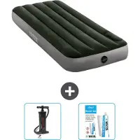 Intex Luchtbed - 1-Persoons - 76 x 191 x 25 cm - Groen - Pomp en Reparatieset