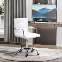 MODFU - Bureaustoel - In Hoogte Verstelbaar En Draaibaar - Minimalistisch - Voor Kantoor En Thuiskantoor - PVC - Wit - 84-99 Cm