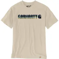 Carhartt T-Shirt Men Irvine Relaxed Layered Logo Oat Milk-L