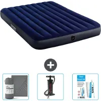 Intex Luchtbed - 2-Persoons - 152 x 203 x 25 cm cm - Blauw - Inclusief Hoeslaken - Pomp en Reparatieset